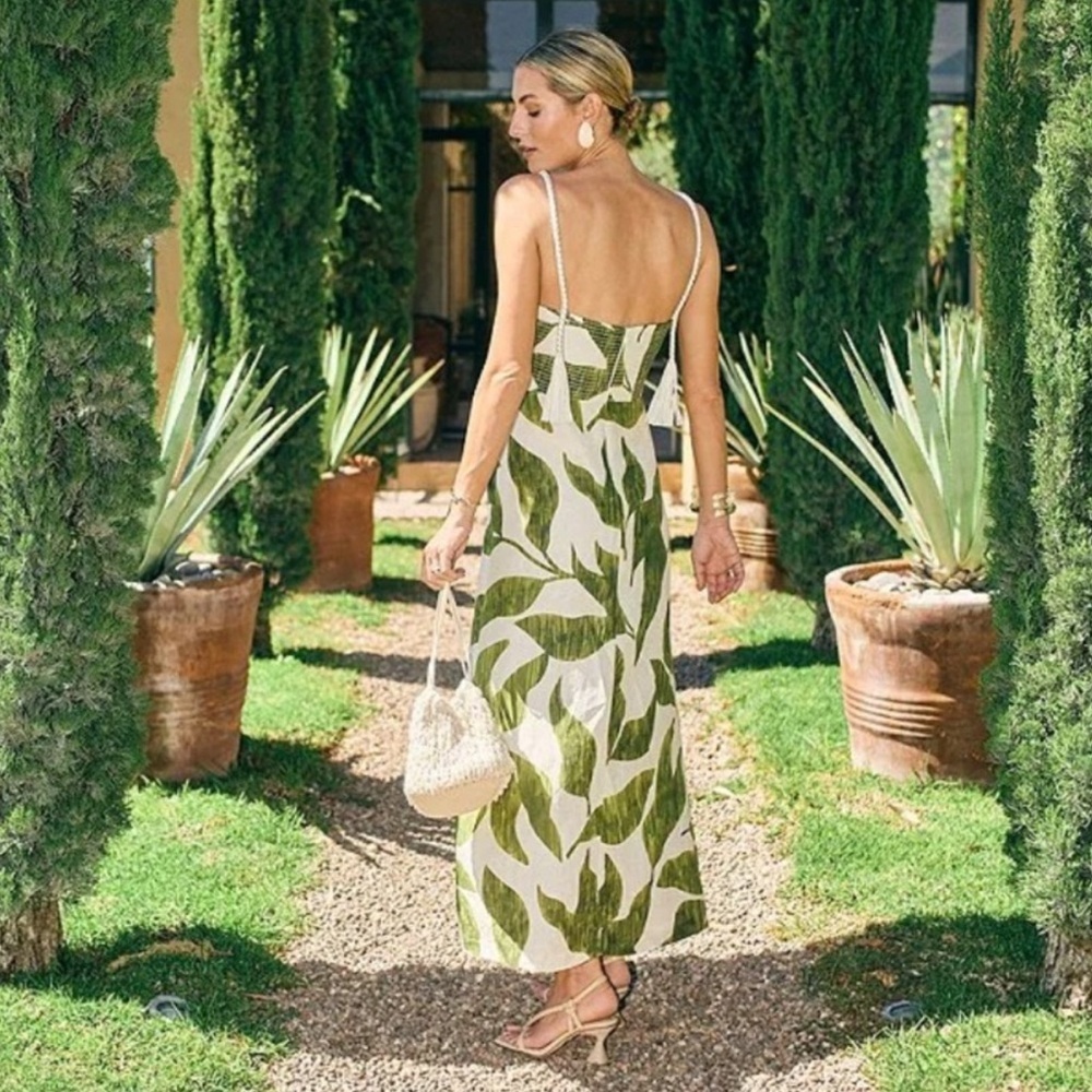 Antonio Melani M.G. Style Finley Linen Blend Sweetheart Neck Maxi Dress NWT $249 - Picture 4 of 12